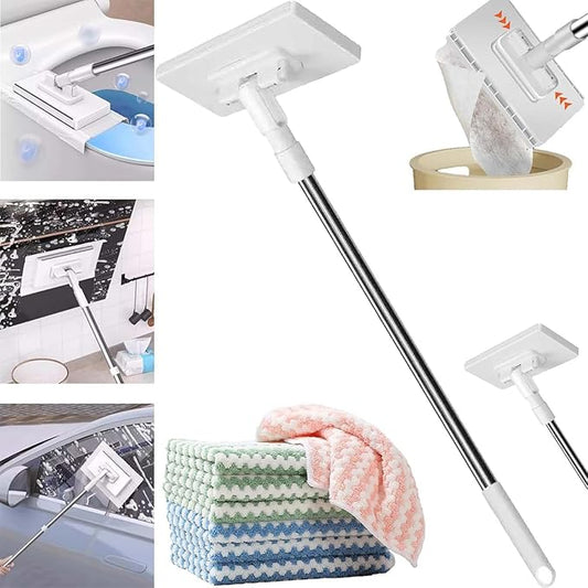Snap Grip Mini Mop, Disposable Dust Mop, Zero Touch Mini Mops, Convenient Cloth Changing Mops for Kitchen Counter, Foldable 100cm Retractable Long Handle Mopping Stick (only- 1*mop)