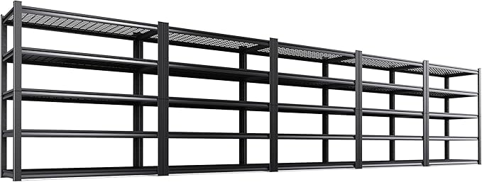 Set of 5 Heavy Duty Garage Shelving 5T Storage Shelves, Adjustable Metal Shelving Unit, Utility Garage Organizer Shelf for Basement, Pantry, Warehouse, Supermarket, 45.6" Wx17.7 Dx71.2 H
