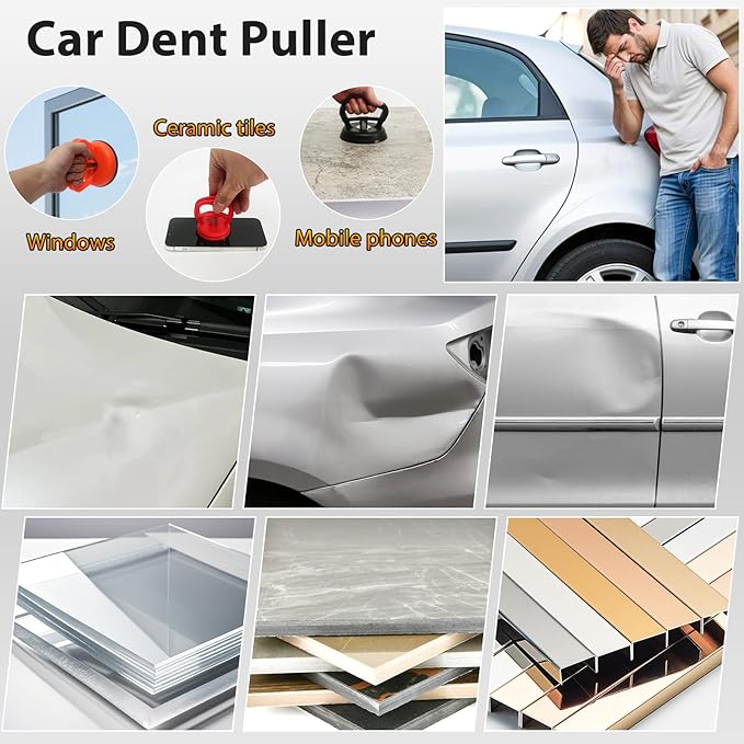 Car Dent Repair Kit, Dent Puller Kit Auto Body Dent Remove, Yellow Suction Cup Dent Puller Car Dent Pop Out Tool Dent Remover