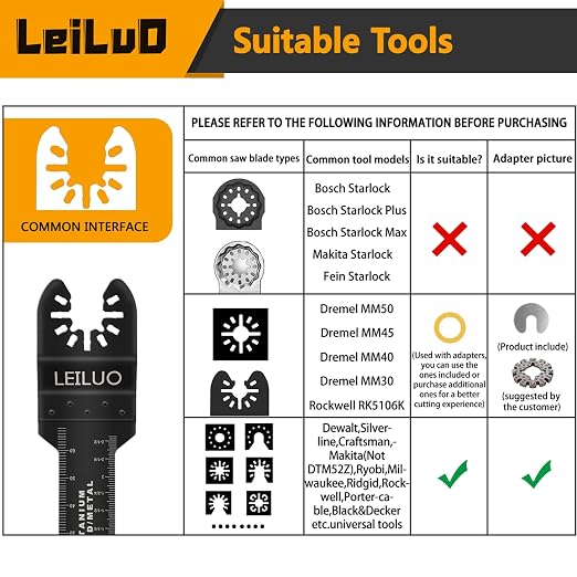 20 Pcs Titanium Multitool Blades Kit Extra-Long & Wide Oscillating Saw Blades with Storage Bag Universal Oscillating Tool Accessories for Wood Nails Drywall Fits DeWalt Makita and More