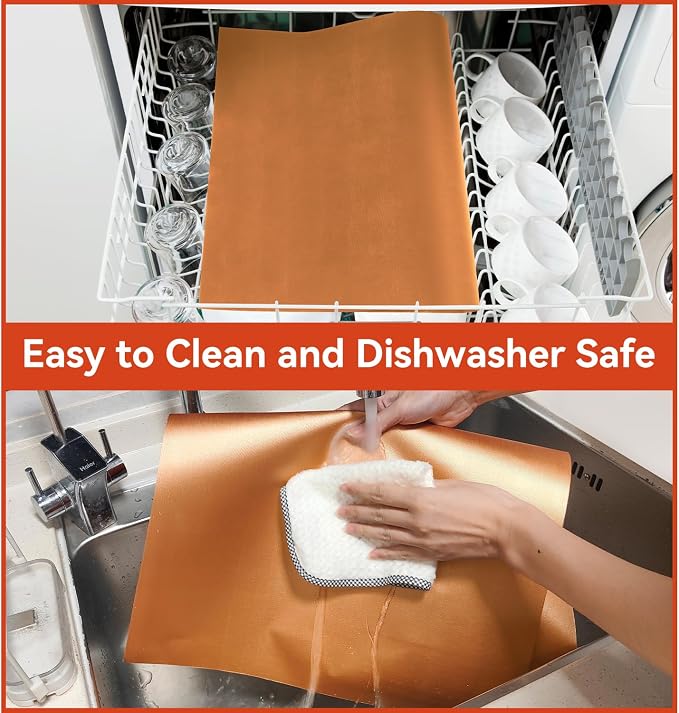 Oven Liners for Bottom of Oven, 4 Pack Resuable Heavy Duty Teflon Oven Mat, Non Stick Oven Mats for Bottom of Electric Oven Gas Oven Toaster Stove Top Protectors Microwave Stove Grill, Easy to Clean