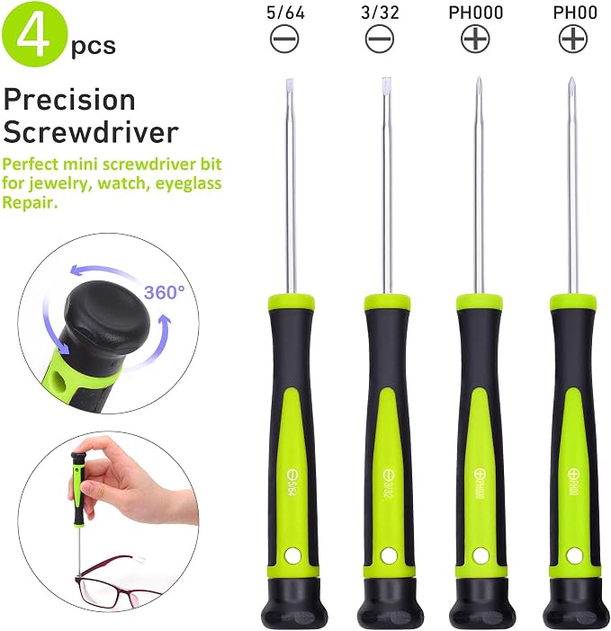 FASTPRO 12-Piece Magnetic Screwdrivers Set with Storage Bag, Green | 4 Phillips & 4 Slotted Tips, 4 Precision Screwdrivers, CR-V Steel, Ergonomic Handles, Home Repair Tool Kit