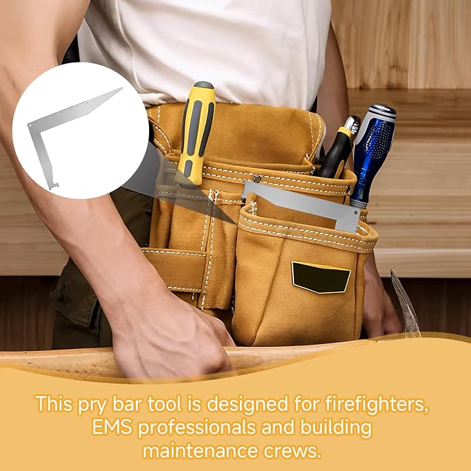 3-in-1 Firefighter Tool, Spring Steel Firefighting Tools | Multipurpose Leverage Tool, For Firefighters, Emergency Responders, Emergency Scenarios (Silver)