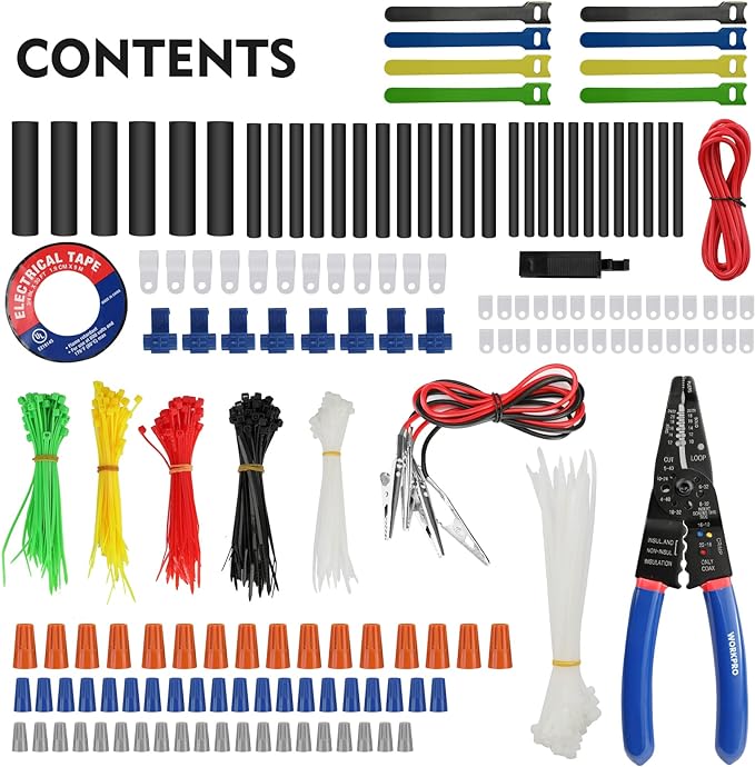 WORKPRO Crimping Tool Kit with 582PCS Heat Shrink Wire Connectors | Electrical Wire Terminals for AWG 22-10, 3-in-1 Wire Strippers Cutters & Crimpers, Electrical Repair Kit with Storage Case