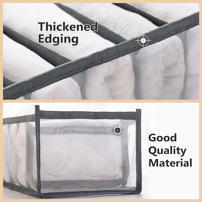 TIGARI Wardrobe Clothes Organizer, Drawer Organizer for Clothing, Closet Organizers and Storage, Drawer Dividers for Clothes, Mesh Separation Box for Thin Jeans, Trousers, T-shirts, Skirts