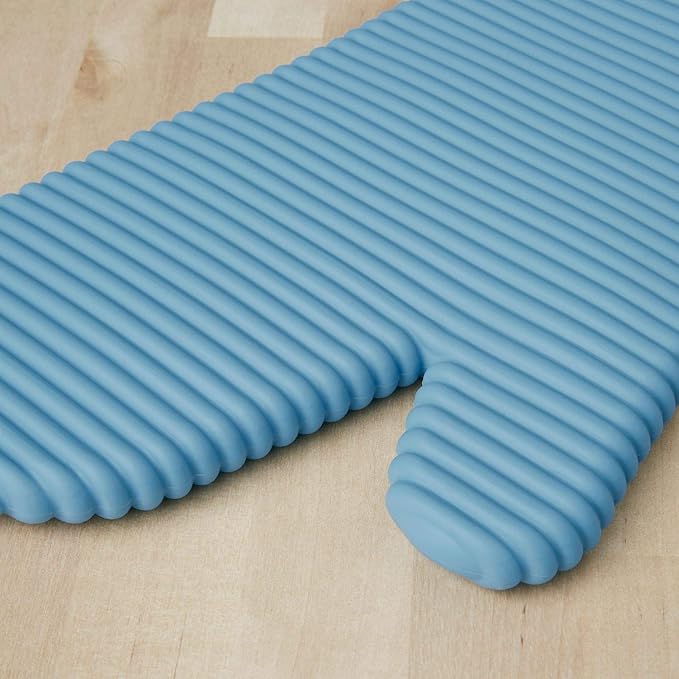 KITCHENAID Ribbed Soft Silicone Oven Mitt 2-Pack Set, 7.5"x13", Blue Velvet