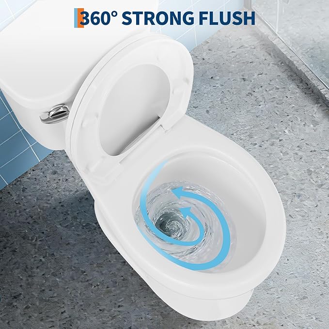 Two Piece Toilet with 21" Extra Tall Height, Round Ceramic Bowl and Locking PP Lid - Side Push Handle, CUPC Certified, Water Efficient 1.28 GPF