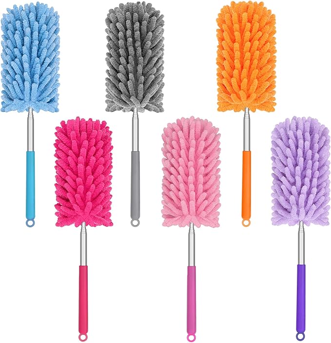 Mini Duster for Cleaning, 360° Bendable Hand Dusters with Extension Pole, Washable Small Duster for Car Interior, Office, Furniture