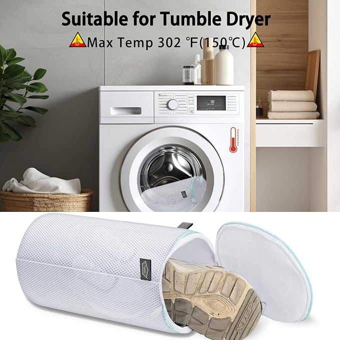 Shoe Washing Machine Bag, Mesh Laundry Bag for Sneakers, 8x15, 2Pcs | Large Shoe Washing Bag for Footwear, Trainers, Tennis, Slippers, Building Blocks, Sandwish Mesh, Travel, Prevent Tangling