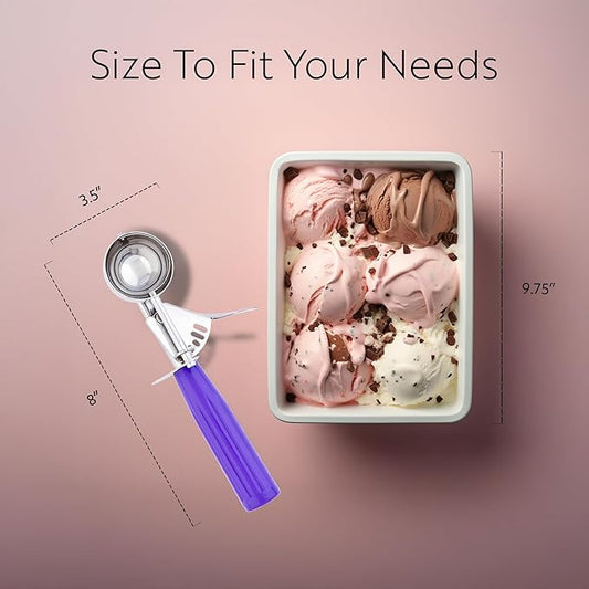 Restaurantware 0.86 Ounce Portion Scoop, 1 Trigger Release Stainless Steel Cookie Scoop - With Orchid Handle, Stainless Steel Disher, For Portion Control, Cookie Dough, Cupcake Batter, Or Ice Cream