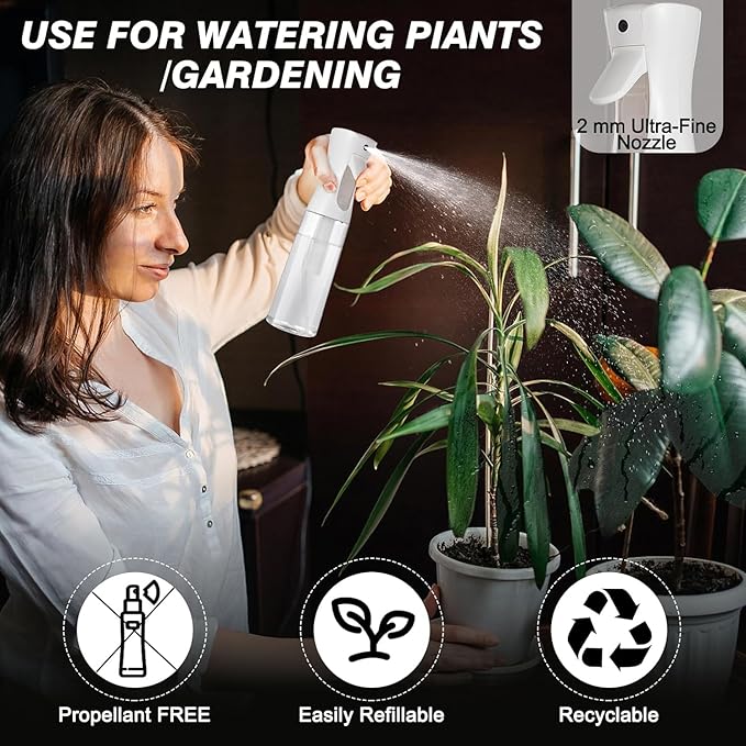 Continuous Empty Mist Spray Bottle 16 oz.Clear Empty Hair Sprayer Water Bottle with Ultra Fine Mist for Hair Styling, Plants, Cleaning, Misting &Skin Care, Home Essential Oil Scents &More BPA Free (2)