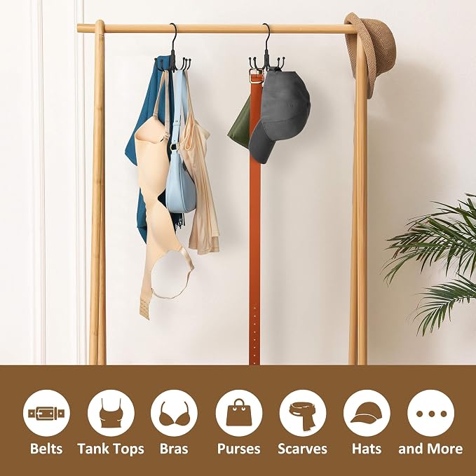 ZEDODIER Hoodie Hangers, Rotatable Hoodie Organzier for Closet, Max 8 Storage Capacity Hoodies Holder, Metal Space Saving Closet Organizers and Storage, Black