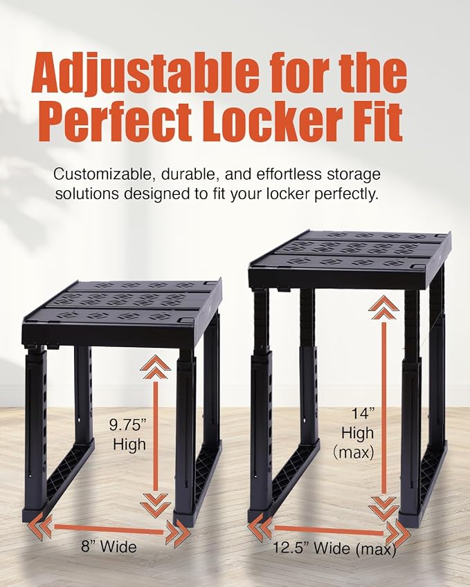 Piffny Locker Organizer Shelf， Adjustable Width and Height, Ideal Locker for School, Office, and Gym Lockers… (Pink)