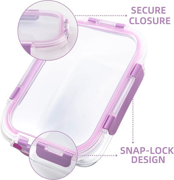C CREST Airtight Food Storage Glass Containers with Locking Lids- 5 Large (32oz) and 5 Small (12oz), Leak-proof