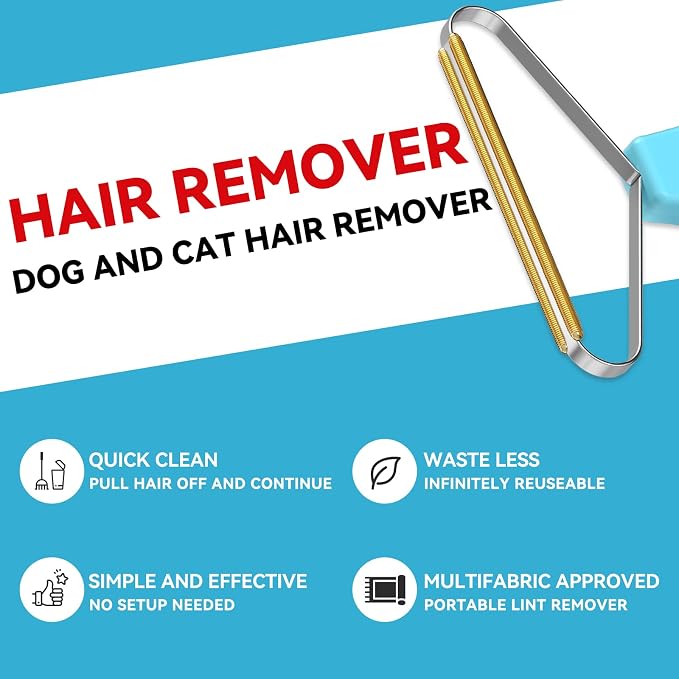 Carpet Rake, Lint Remover, Pet Hair Remover for Dog Cat Fur & Carpets | Portable Lint Brush Shaver, Pet Hair Removal Tool, Works on Car Mat Couch Pet Bed Furniture Rug, Removes Fur Effectively