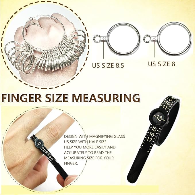 Ring Sizer Measuring Kit with Metal Ring Mandrel, Bracelet Sizer Mandrel & Rubber Mallet Hammer, Steel Jewelry Making Tools for Ring Sizing, Resizing, Repair and Bracelet Forming(12-Bracelet Sizer)
