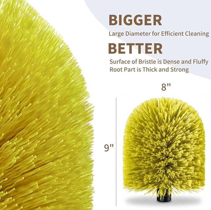 2 Pack Screw on Webster Cobweb Duster Head for Pole,Spider Web Remover Brush, Cobweb Duster Head Attachment,Fits Standard 3/4 inch Threaded Poles(Big, Green)