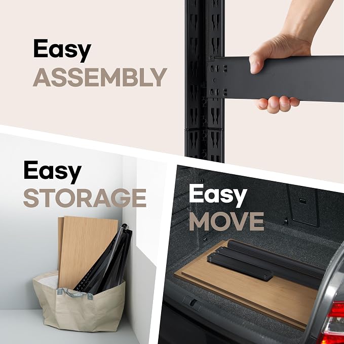 HOMEDANT House 36.2" W 5 Tier Heavy Duty Garage Shelving Adjustable Metal Rack Storage Shelves Standing Shelf Unit Organizers Pantry Closet Office Black 2Pack