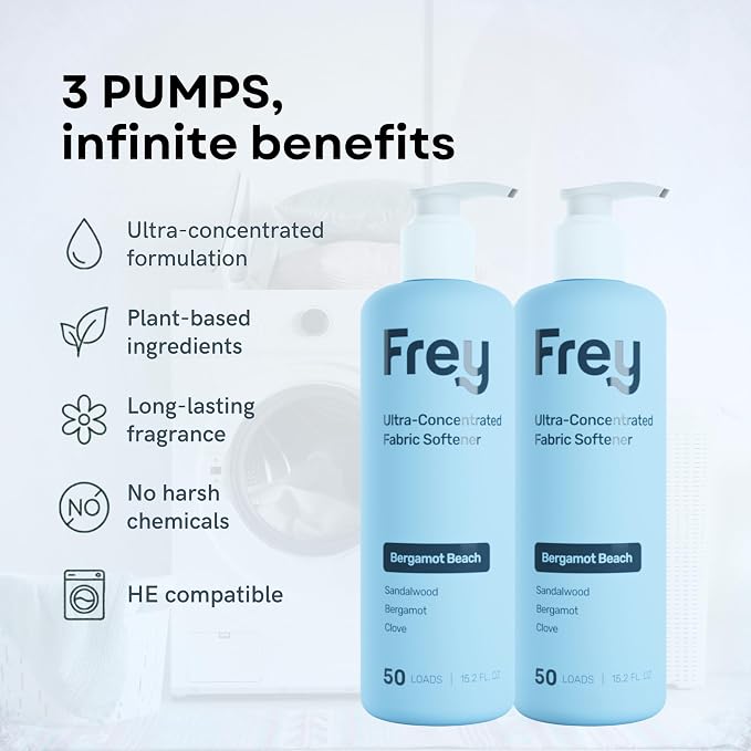 FREY Plant-Powered Fabric Softener, 2-Pack, Bergamot Beach