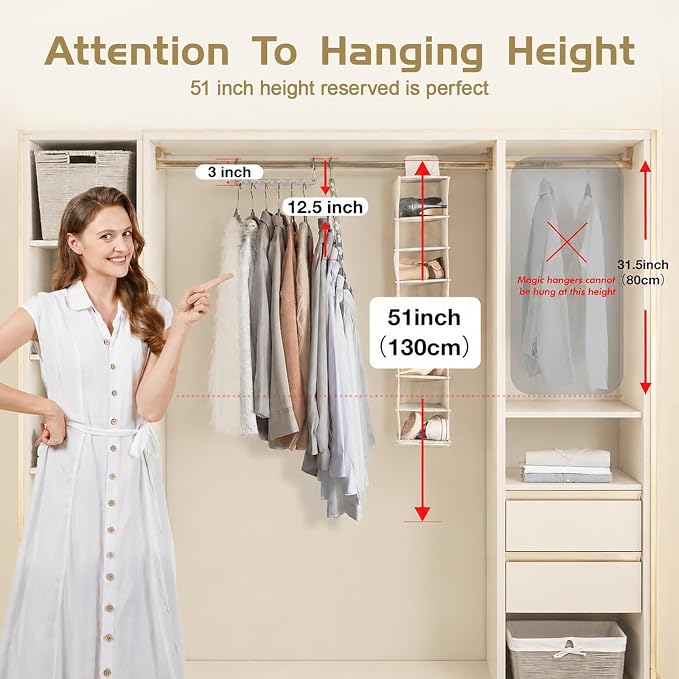 HOUSE DAY Space Saving Hangers for Clothes 6 Pack, Heavy Duty Hanger Organizer | 30 Lbs Capacity |, Metal Magic Hanger, Sturdy Multi Hangers, Closet Space Saver Closet Organizers and Storage