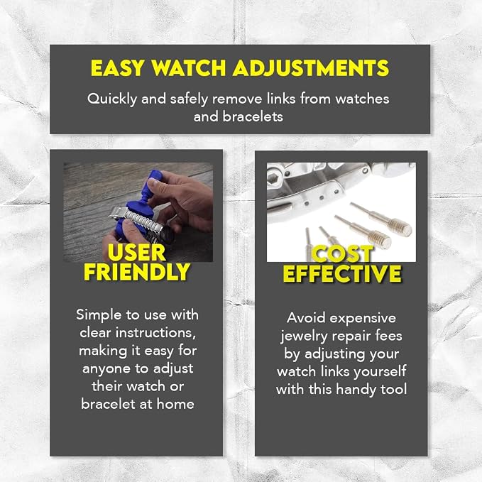SE Watch Link Remover Tool with 5 Extra Pins - DIY Bracelet & Watch Adjustments, Blue - JT6305A