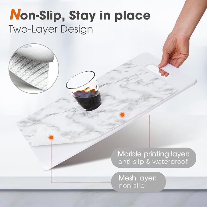 Beautysaid Shelf and Drawer Liner for Kitchen Cabinet Non Adhesive Non Slip | Shelf Paper Waterproof Washable Thickened for Dresser Pantry Shelve Bathroom Protector Liner(Marble,23.6 in x 20 FT)