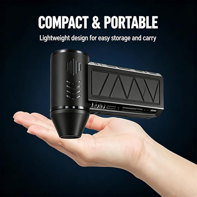Compressed Air Duster, 130000 RPM Electric Air Duster, for Keyboard, Car | 4-Speed Adjustable Rechargeable Blower Gun, Portable and Reusable Air Blower for Computer and Cleaning Fallen Leaves