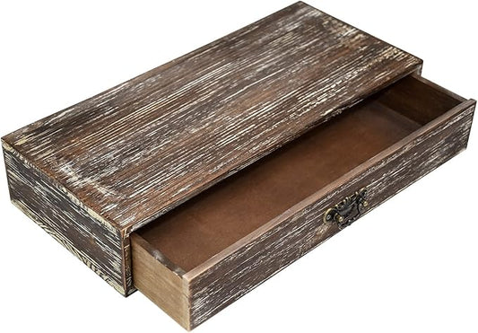 Wooden Drawers Organizer Box Solid Farmhouse Retro Desktop Storage Box | Office Organization for Countertop Table To Store Mail, Phone, Suppliers, Glasses (Retro)