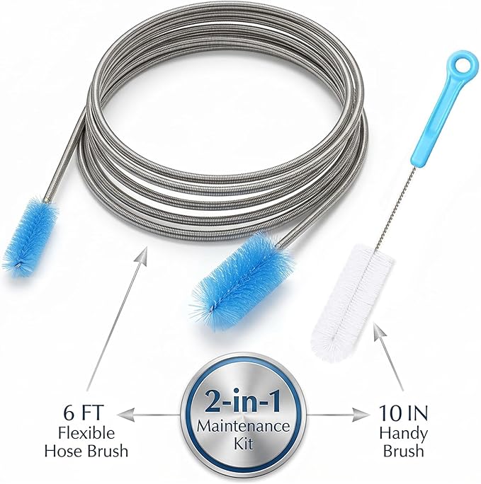 CPAP Tube Cleaning Brush - Flexible Stainless (6 Feet) Plus Handy Brush (10 Inches) fits Standard 22mm Diameter Tubing