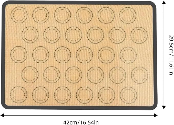 Macaron Silicone Baking Mats, 16.5"x 11.6" Inch Silicone Mat | Reusable Baking Mat with 30 Rings, Resistant -40 to 446℉, Dishwasher Safe for Cookies, Macarons, Pastry