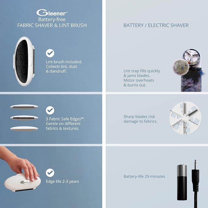 Compact Fabric Shaver & Lint Brush | Battery-Free Ultimate Travel Pilling Remover | Adjustable Depiller for Clothing & Furniture (White in Retail Printed Box)