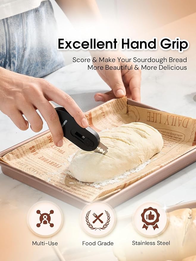 CLUEAPOP Bread Lame, Magnetic & Reusable Bread Lame Dough Scoring Tool, Bread Lame Blades Tool, Anti-Slip Handle with Long Retractable Razor, Sourdough Scoring tool for Bread Making