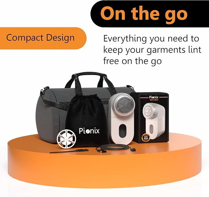 Pionix Fabric Shaver, Sweater Shavers to Remove Pilling, High-Perf Defuzzer, Rechargeable Electric Lint Shaver for Fuzz and Lint Balls from Clothing, Upholstery 2000mah Battery (Matt Grey)