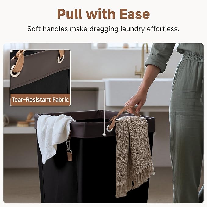 StorageWorks 160L Laundry Basket with Wheels, Rolling Hampers for Clothing