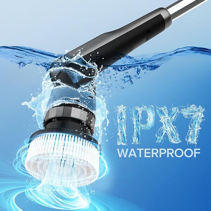 Dreazu G2-Pro Electric Spin Scrubber - IPX7 Waterproof 12-in-1 Shower Cleaner Brush, Retractable Handle & 2-Speed for Bathroom, Bathtub, Kitchen, Tile Floors