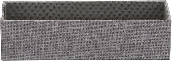 Household Essentials Grey 725-1 Deep Drawer Organizer Box for Storage | 12 in x 4 in x 3.13, Silver