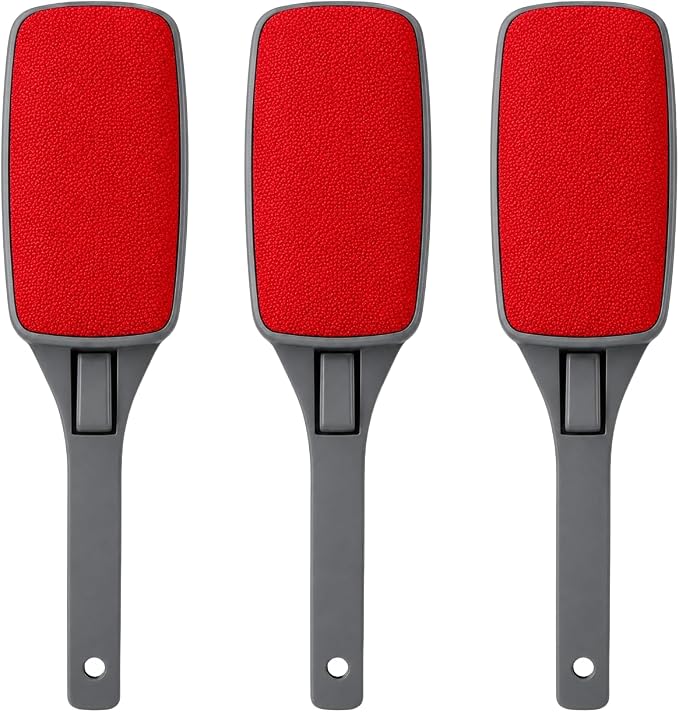 3-Pack Reusable Lint Brush for Clothes, Double Sided Pet Hair Remover Brush with Swivel Head, Fabric Lint Remover for Couch, Furniture, Bedding and Upholstery