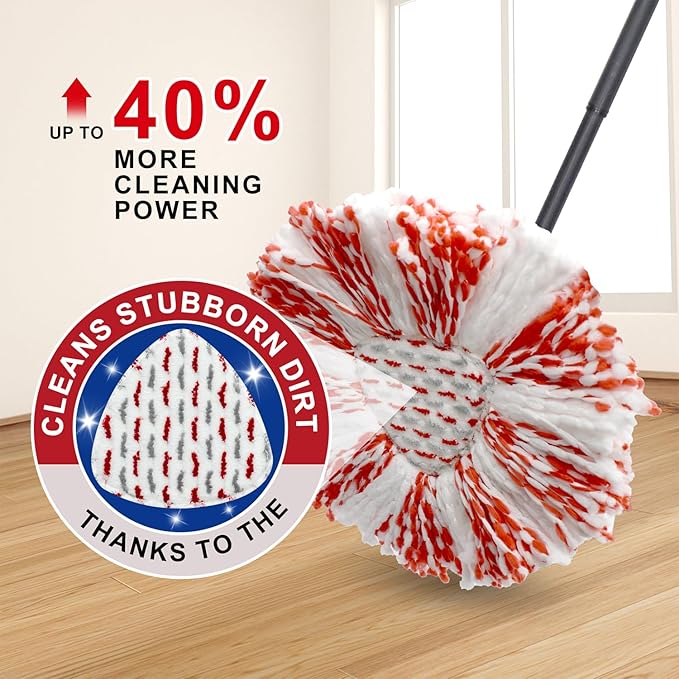 3 Pack Deep Clean Refill Compatible with O Ceda EasyWring Spin Mop & Bucket System Microfiber Mops Heads Refill for Oceda Easywring 1 Tank Spin Mop System, 40% More Cleaning Power, Scrub Pad