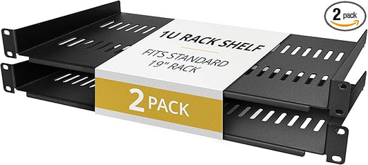 StarTech 2-Pack 1U Vented Rack Shelf, 10in, 44lb (CABSHELFV1U-2PK) | 19in network rack or cabinet fit, 20kg per shelf, 25cm deep, SPCC cold-rolled steel, Rackmount tray
