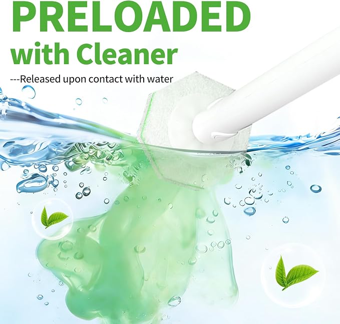 80 Count Toilet Bowl Wand Refills for Clorox, Disposable Toilet Brush | Compatible with Clorox Toilet System, Pre-Loaded Cleaner, 3-Layer Scrub Pads, 4X Cleaning Power , Light Scent