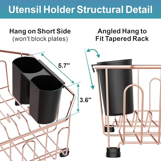 GSlife Small in Sink Dish Drying Rack - Stainless Steel Compact Dish Drainer for RV Kitchen Apartment Sink, Rust Resistant Inside Sink Rack, 1–2 Person Households, 11.6" W x 13.4" L, Rose Gold