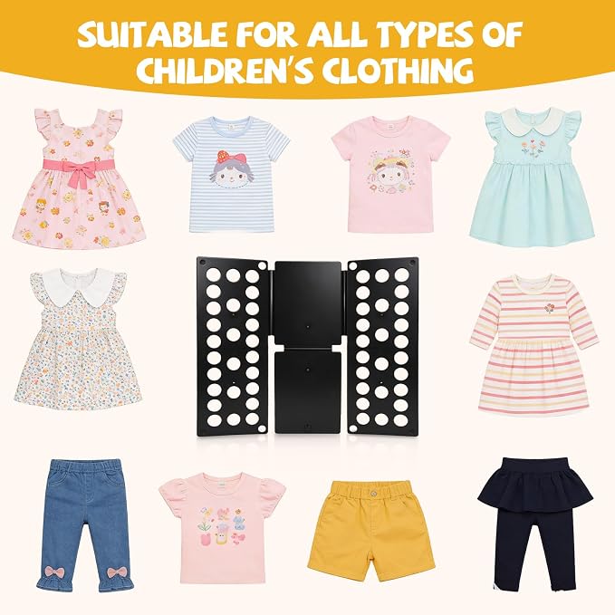 Kids Clothes Folding Board for Kids Ages 1–7 (Up to 48″), Portable Tshirt Folder Board for Children – Teach Your Child to Folding Clothes Easily