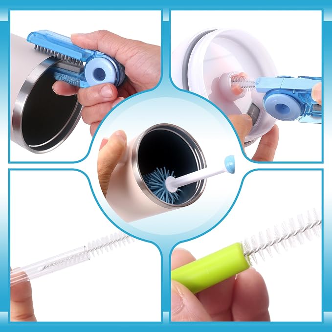 KEUYE 3 Pack Cup Cleaning Kit Compatible with Stanley | 3 in 1 Cup Cleaner Kit with Extra Long Nylon Straw Brush,Bottle Gap Cleane and,Silicone Brush Cleaner