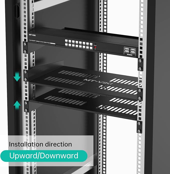 MT-VIKI 2-Pc 19 inch Rack Shelf, 1U Server Rack Shelf 10" Deep, Universal Vented Rack Mount Cantilever Tray for Rack & Cabinet (2-Packs)