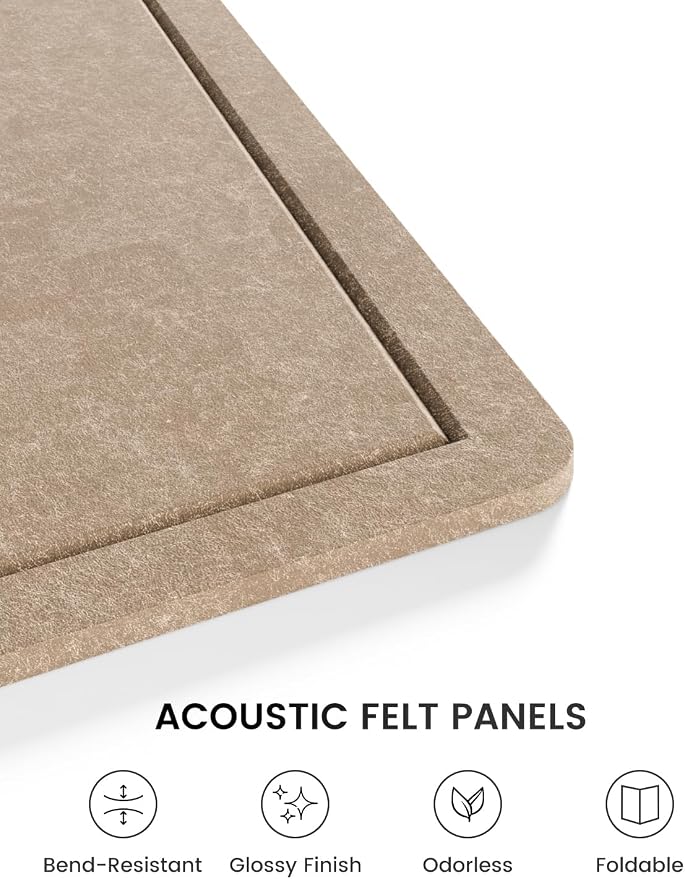 Fluxynara 59" x 35.4" Large Bulletin Board, Taupe | Cork Board Alternative with 24 Removable Adhesive Tabs, Foldable Felt Pin Board for Home, Office, Classroom & Dorm