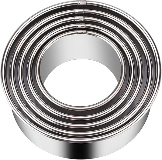 5 Pieces Biscuit Cookie Cutters Set,Stainless Steel Circle Round Cookie Biscuit Cutters in Graduated Sizes Shape Molds for Pastries Doughs Doughnuts