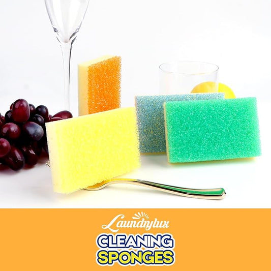 LAUNDRYLUX Scrub Sponge, Dual-Sided Temperature-Responsive Scrubber - Non-Scratch - Multipurpose Dish Sponges for Kitchens, Bathrooms, and Outdoor Use - 8 Pack