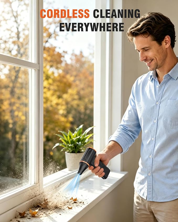 Electric Air Duster, 110000 RPM Rechargeable Compressed Air Duster, Cordless Air Blower with 3 Speed Modes for Computer Cleaning, Keyboard, PC, Electronics, Car, Office & Home