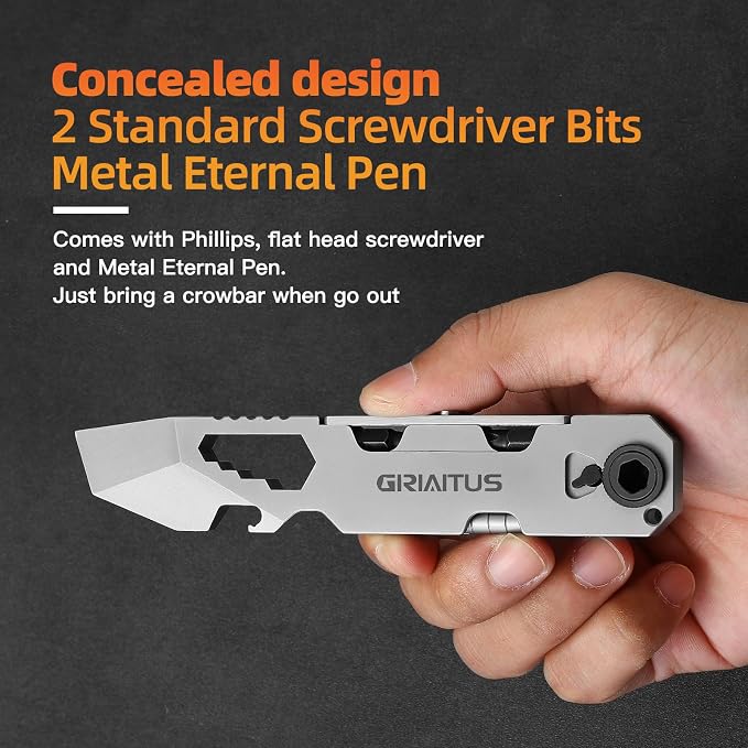 EDC Pry Bar Multitool with Bi-Directional Ratchet Screwdriver, Men Gifts | Everlasting Pen, Wrenches, Crowbar, Bottle and Box Opener Your Versatile Companion for Everyday Carry and Camping Accessories