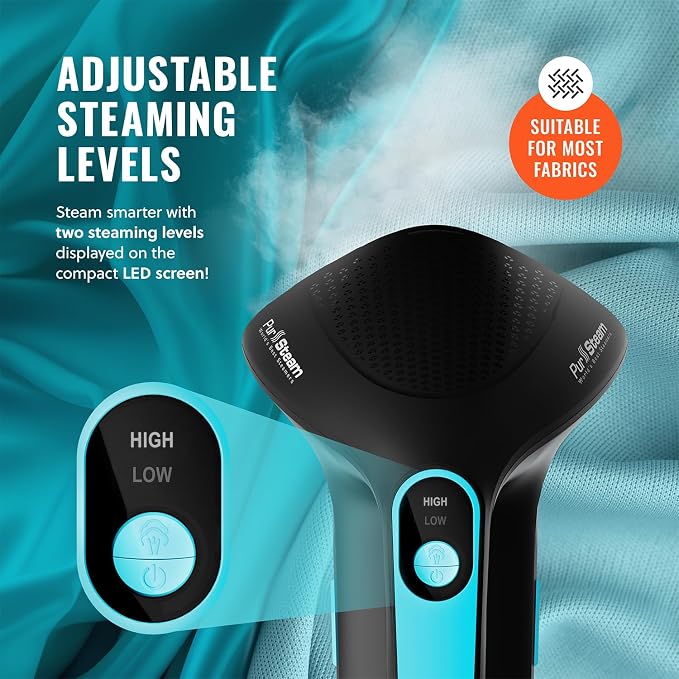 PurSteam SteamPulse Pro Handheld Steamer for Clothes, Portable Handheld Fabric and Garment Travel Steamer Iron Press Wrinkle Remover with Fabric Brush (Pack of 3)